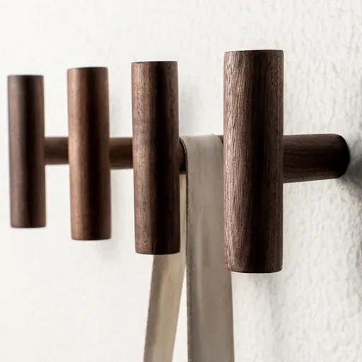 4 Pieces Wooden Coat Hook, Wall Hook, Natural Wooden Wall Coat Rack, Wall Mounting, for Home Storage and Everyday Organization