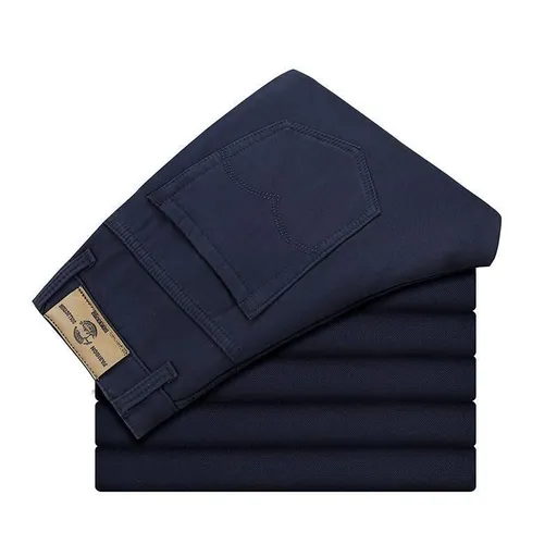 Tao Shang Pai Mens Cotton Chinos Straight Trousers Navy 38