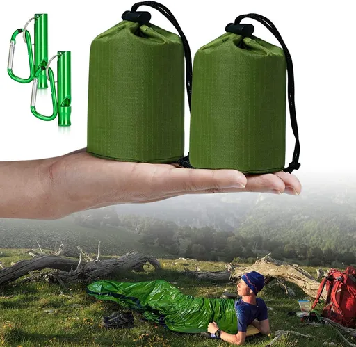 Emergency Sleeping Bag - 2 Pieces - Emergency Blanket - Waterproof Survival Blanket - 210*90cm - PE - Rescue Blanket - Insulation Blanket - Survival Sleeping Bag - Emergency Sleeping Bag - Emergency Tent - Emergency Tent - Outdoors/Walking/Camping/Hi