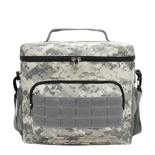 Black-white and Grey Camouflage Tactical Insulated Camouflage Lunch Bag | Large Capacity Waterproof Oxford Cooler | Portable Thermal Meal Prep Tote for Work and Outdoor