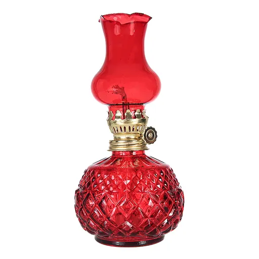 Glass Kerosene Indoor Retro Classic Burning Lights Oil Lamp for Home Bedroom Table Decorations Emergency Use, 1*Glass Lamp Glazed Lamp, Clear One Size Glazed lamp, red