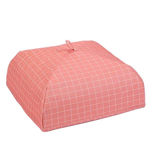 2 Pack Pink Plaid Foldable Thermal Insulated Food Cover (XL 50 x 50 x 15cm) - Dustproof & Insect-Proof Kitchen Dish Protector