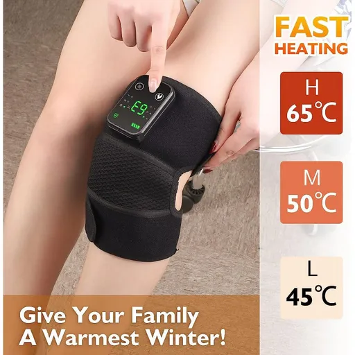 Cordless Heating Knee Pad With Massage Function - Black