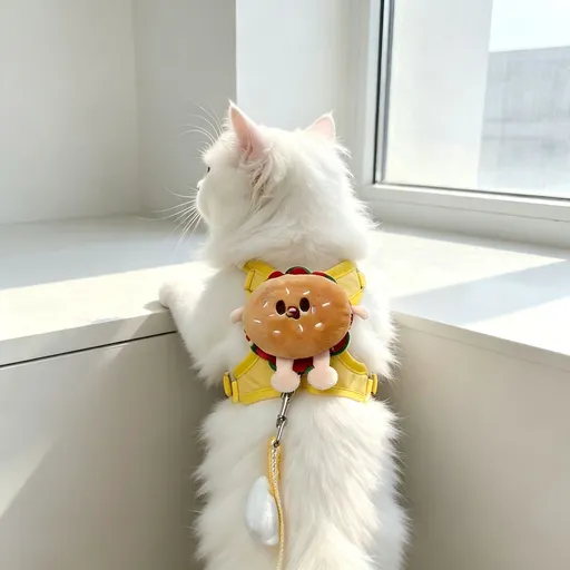 AMOOR Cat Harness Breathable Escape Proof Burger [Yellow] S
