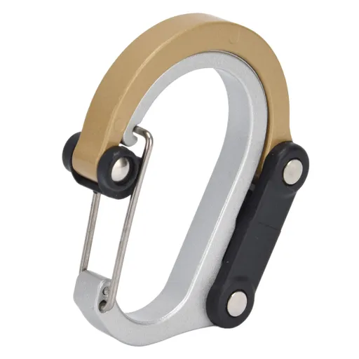 D Type Carabiner Multifunctional Aluminum Alloy Portable Stroller Carabiner for Traveling Camping HikingGold