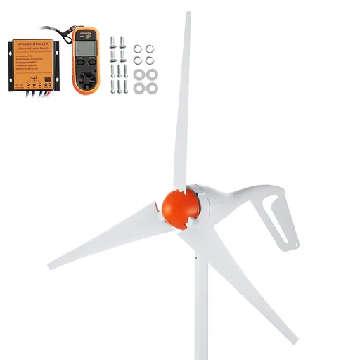 500W Wind Turbine Generator, 12V Wind Turbine Kit, 3-Blade Wind Power Generator with Anemometer, MPPT Controller & Adjustable Windward Direction, Suitable for Home, Farm, RVs, Boats