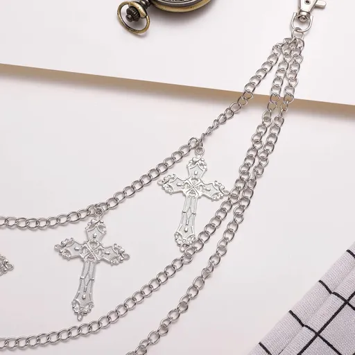 Punk Pants Chain - Multi Stacked Layering Cross Charm Chain for Women Men, Gothic Hip Hop Pocket Accessories