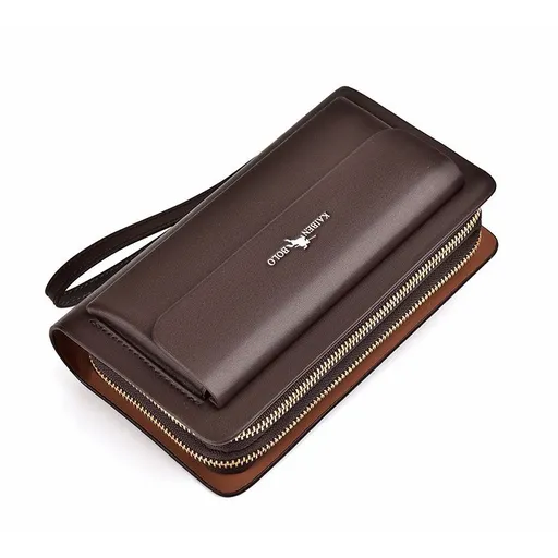 men's handheld wallet, multi-compartment wallet, card holder wallet, large capacity wallet, Australian men's accessories - Dark Brown - Size M