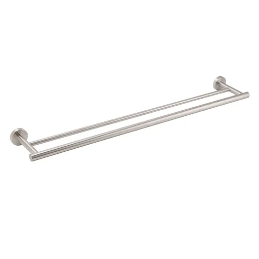 Brushed Nickel 750mm Double Towel Rack Rail Holder Round Hanger Bar Wall Mounted