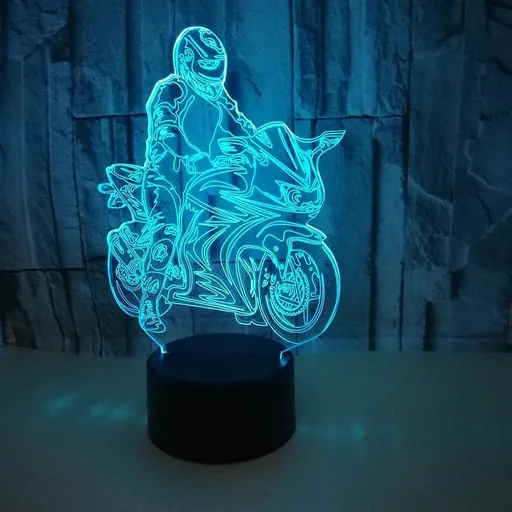 Dirt Bike Gifts for Boys, Motocross 3D Night Light Illusion