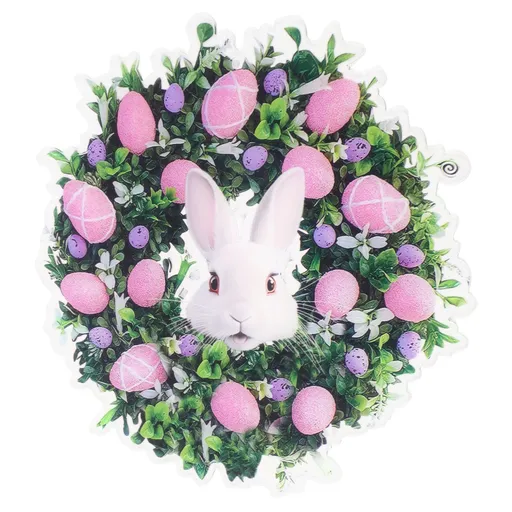 Easter Bunny Wreath Hanging Artificial Decorative Easter Wreath with Eggs for Spring Front Door Home Decor