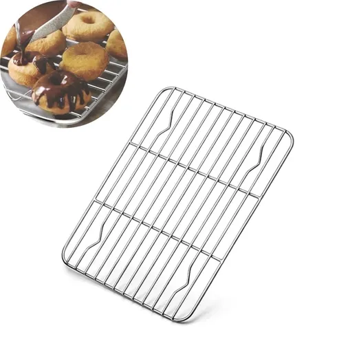 1Pack Kitchen Baking Rack,Small Cooking Rack,Nonstick Wire Grill Net,Stainless Steel Roasting Grid Frame,Oven & Dishwasher Safe,for Picnic Camping Dinning and Outdoors 8"x 6 8"×6"×0.6"