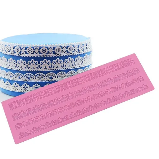 Flower print lace mold, border lace pad, wedding cake decoration tool, reusable paper cupcake pad, silicone mold