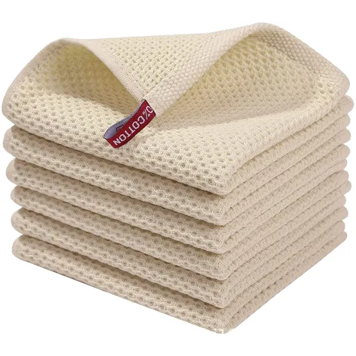 5 Pack Brown Cotton Kitchen Dish Cloths, 12 x 12 in Soft Absorbent Quick Dry Dish Towels for Home Cleaning, Beige