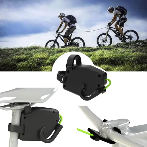 Bike Tow Rope,Bike Trailer Strap,Retractable Bicycle Traction Rope, Bike Attachment, Outdoor Cycling Tools Compatible (Black)