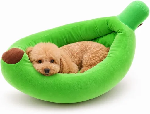 Banana Bed, Banana Shaped Pet Bed for Cats & Small Dogs - Cozy Cave Design with Machine Washable Cover, Non-Slip Bottom & Soft Faux Fur Lining, Multiple Sizes (S-XL) for Year-Round Comfort - Green - Size Small