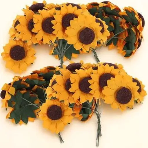 Artificial Sunflowers Mini 100 Piece Orange Silk Flower Heads for Party Decoration
