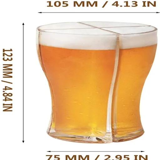 Glasses Set of 4, Acrylic Quarter Beer Glass Christmas New Year Party Novelty Funny Beer Glass, for Pub Club Bar Family