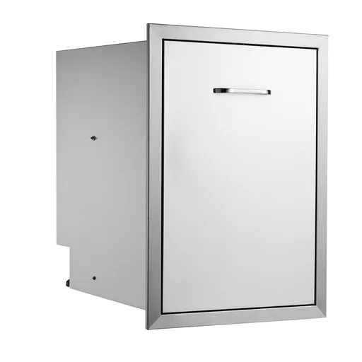 Pull Out Trash Drawer 50x58x57.4 cm Raised Style Trash Bin with Pull-Out Tray Stainless Steel Trash Drawer with Handle for Outdoor Kitchen BBQ Island, Trash Can Not Included