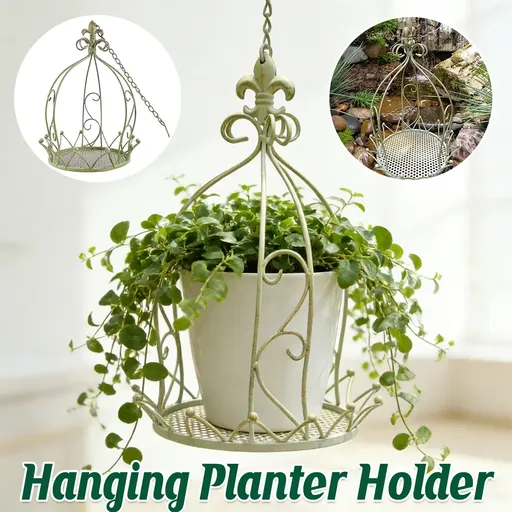 Iron Hanging Vintage Distressed Flower Basket for Garden Wall Patio Plant Use