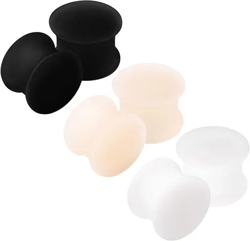 KJM FASHION 6 x Black Silicone Double Flared Ear Stretcher Expander 6pcs 12mm BL SN WT 6pcs 12mm BL SN WT