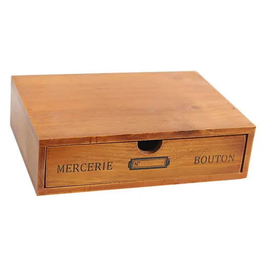 Vintage Wooden Box Drawer Organizer Desktop Storage Organizer Wooden Tabletop Storage Box