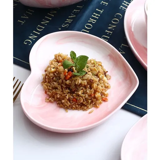 Heart Shaped Tray Pink Plates Heart-Shaped Ceramic