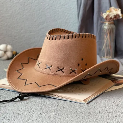 kids cowboy hat, western hat for children, sun protection hat kids, leather wide brim hat, boys girls party hat, outdoor hat Australia, performance hat kids, retro western accessories - Camel - Size 3PCS Adult version