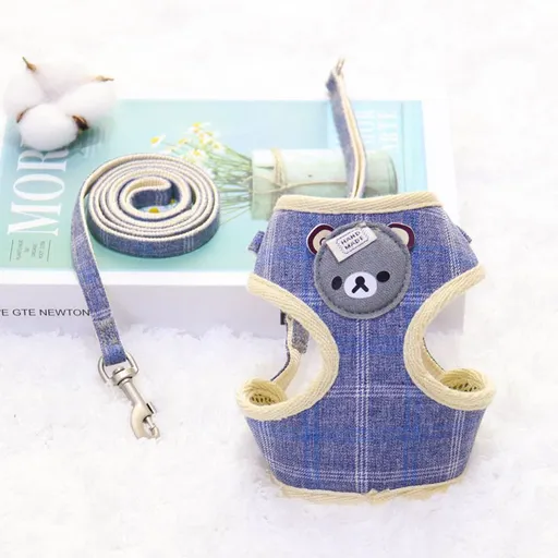 Zichen Dog Leash Chest Strap with Snack Bag Dark blue 2-piece set 1.5（M）