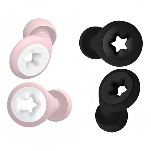 Star-Shaped Noise Reduction Ear Plugs - Black/Pink - Soft Silicone-8 Tips (S/M/L) - 26dB Reduction-Enhance Focus & Sleep Quality