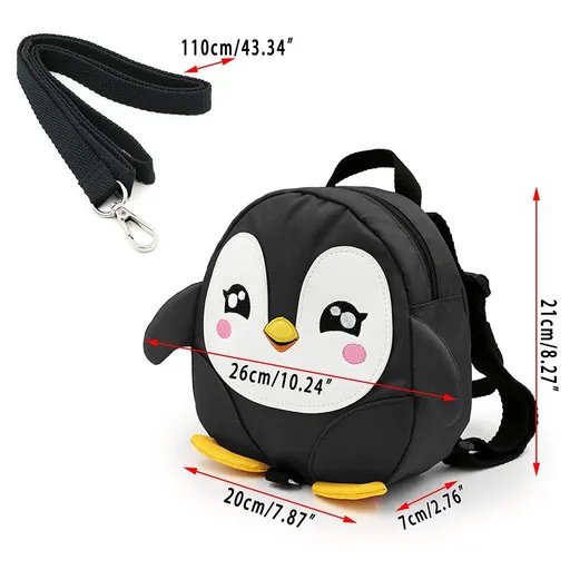 Baby Toddler Walking Safety Backpack Little Kid Boys Girls Anti-lost Travel Bag Harness Cute Cartoon Penguin Mini Backpacks