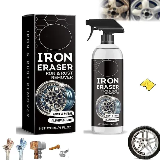 Iron Eraser Rust Remover Spray, Iron Powder Remover Spray for Car Wheels and Paint Fast Acting Rust and Brake Dust Remover, Professional Automotive Surface Cleaning