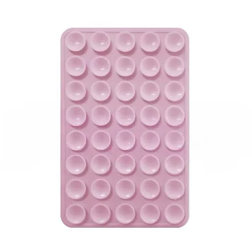 Reusable Silicone Suction Cup Phone Holder Pad for Hands-Free Mounting on Mirrors and Smooth Surfaces, Washable Self-Adhesive, Pink
