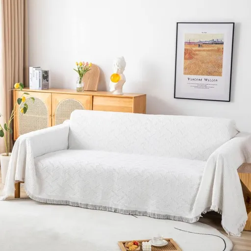 Multifunction Sofa Towel Bed Cover Large Size Sofa Cover 3 Seater 180X230Cm White