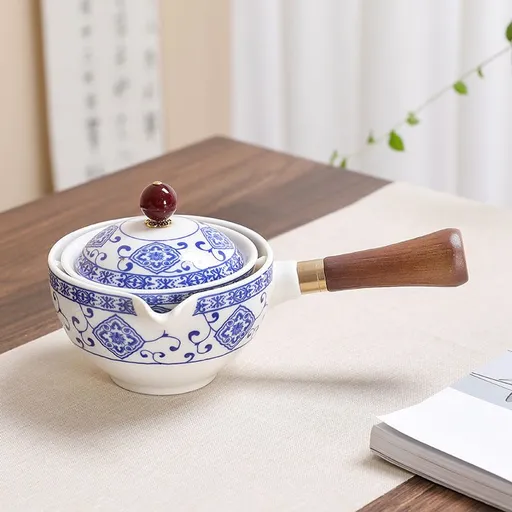 Chinese Ceramic Teapot, 360° Teapot Ceramic Single Pot, Chinese Household Filter Tea Maker Black Pottery Kung Fu Tea Set Creative
