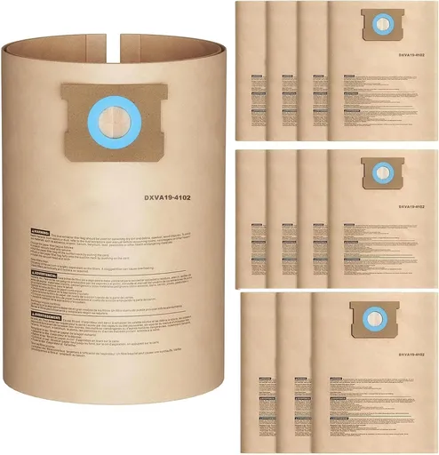 12 Pack DXVA19-4102 Dust Bags or DEWALT 12-16 Gallon Wet Dry Vacuum, Compatible with DXV12P DXV14P DXV16P DXV16PA DXV16S