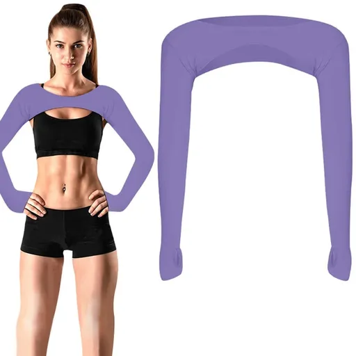 Breathable Quick-Dry Arm Warmers with Shoulder Protection and Thumb Holes, Light Purple