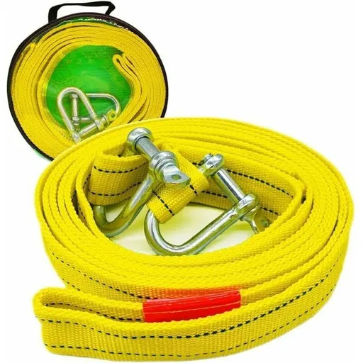Heavy duty towing strap with two D-ring safety hooks for winch, 5 ton capacity and 5 m length..DEBUNS, Replacement Part