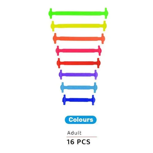 No Tie Elastic Silicone Shoe Laces 16PCS Shoelaces for Sneakers and Runners - Colours 16PCS