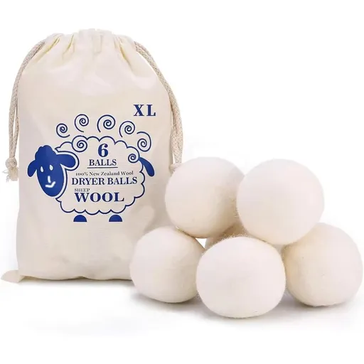6Pc Wool Dryer Balls, Reusable Natural Fabric Softener for Laundry, Reduces Static & Wrinkles, Eco-Friendly Alternative to Dryer Sheets