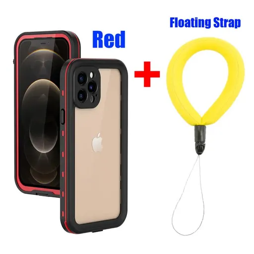 IP68 Waterproof Case for iPhone 15 14 13 12 11 Pro Max XS Max XR 7 8 RedPepper Transparent Protection Diving Underwater Swimming Outdoor Sports RD with Strap RD with Strap i-Phone 13
