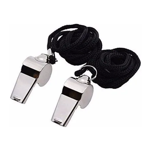 2 Pieces Stainless Steel Metal Referee Whistle with Lanyard, Crisp Sound for Sports and escuela, and Portable for Coaches and Referees