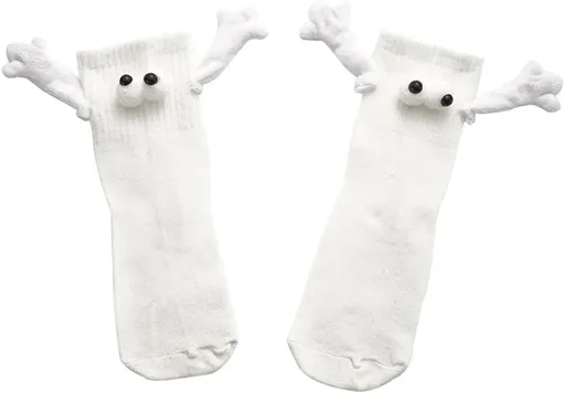 4 Pair Couple Holding Hands Socks,Funny Magnetic Suction 3D Doll Socks,Unisex Mid-Tube Socks,Novelty Socks for Women Men