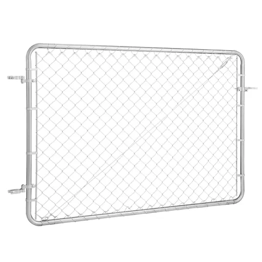 Chain Link Fence Gate, 183 x 122 cm, Adjustable Chain Link Fence Panel, Fit 67-183 cm (W) x 183 cm (H) Garden Fence Gate Opening, Rust-Resistant Galvanized Fencing Gate for Farm, Posts Not Included