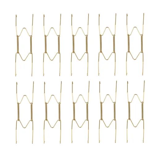 Hooks ! Dish Display Plate Hangers 10 Pack Stainless Steel Decorative Wire Plate Hanger Holders in Spring Hook Holder Hanging Wire for Decorative Plates and Art Gold