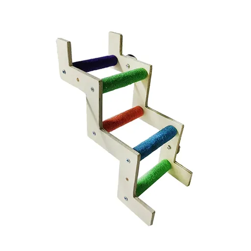Wooden Parrot Climbing Ladder Swing Toy Claw Grinding Sanded for Small Birds - Straight