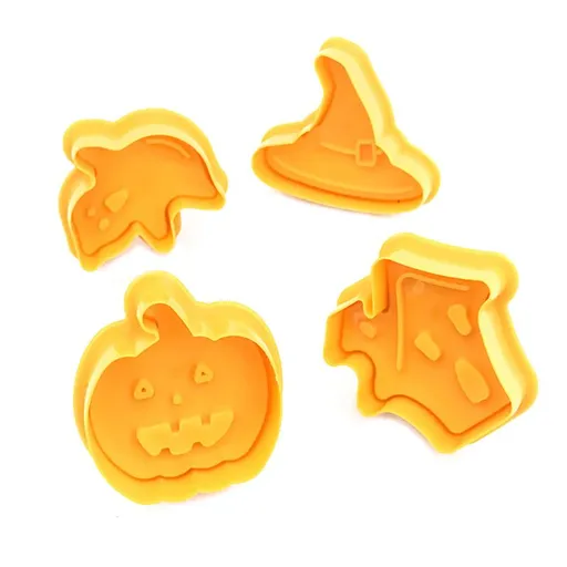 Halloween 4Pcs Pumpkin Ghost Plastic Cookie Cutter 3D Biscuit Molds for Baking Cake Decorations Accessories