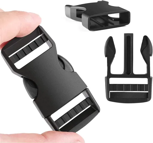 6 Pack 1" Buckle Quick Side Release Buckles Dual Adjustable No Sewing Clips Plastic Buckle Replacement for Nylon Webbing Straps Backpack Belt Dog Collars(Inner Diameter 1 Inch)