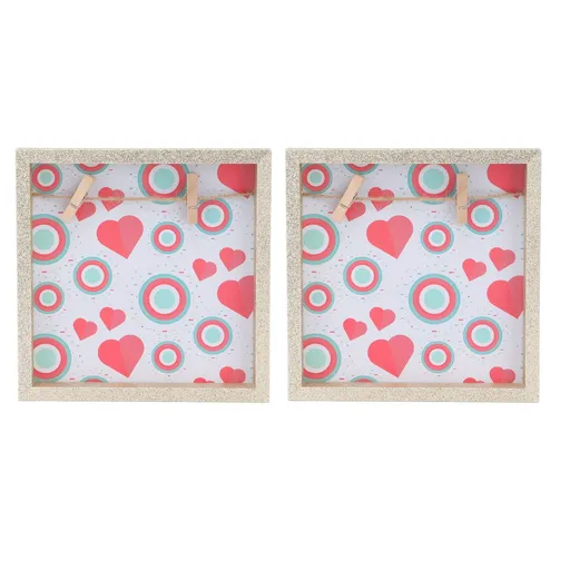 2 Pcs Picture Frames Innovative Wall Mount Photo Display Frames with Wood Clips for Home DecorationGold Powder Photo Frame