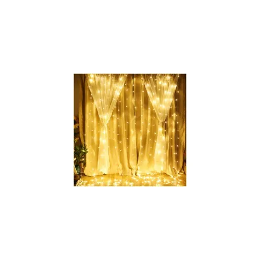 Outdoor LED Light Curtain with 8 Modes Warm White Christmas String Lights, 3 x 3 m, 300 LED